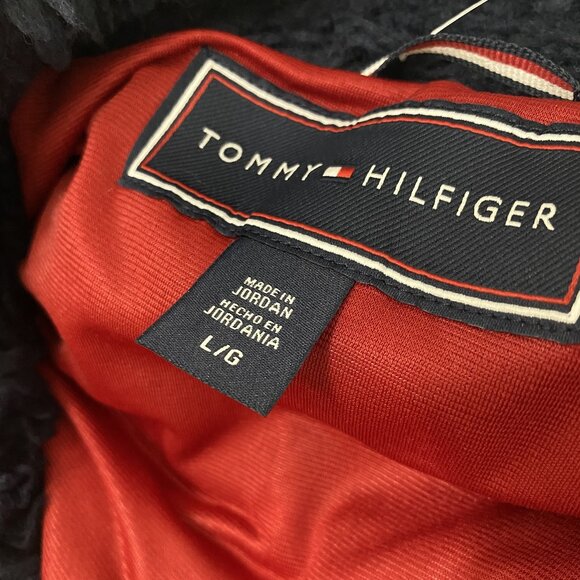 NWT Tommy Hilfiger Warm Teddy Sherpa Jacket Navy blue red white logo - Picture 6 of 6